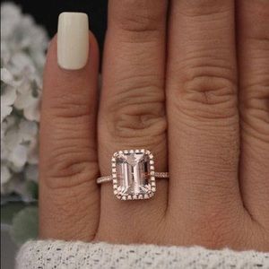 Rose Gold Emerald Cut Morganite Engagement Ring